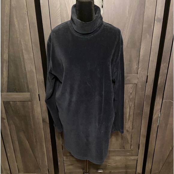 Amanda Smith Chenille Black Turtle Neck Sweater Size L - Picture 1 of 5